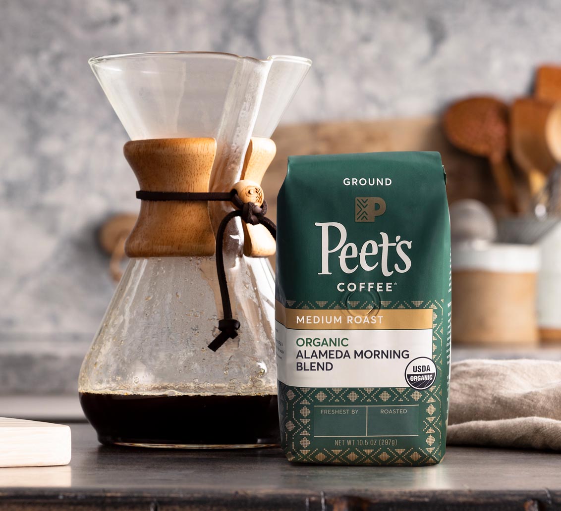 Peet's Coffee, medium roast, organic alameda morning blend